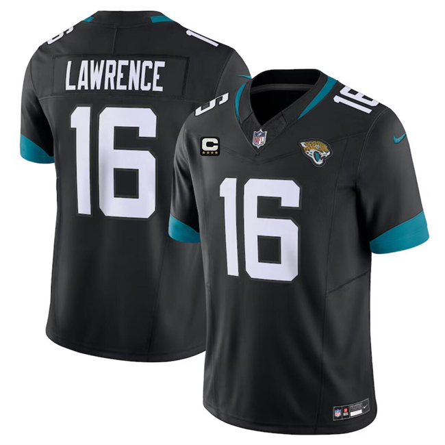 Men's Black Jacksonville Jaguars #16 Trevor Lawrence With 4-Star C Patch Vapor Untouchable Limited Stitched Jersey